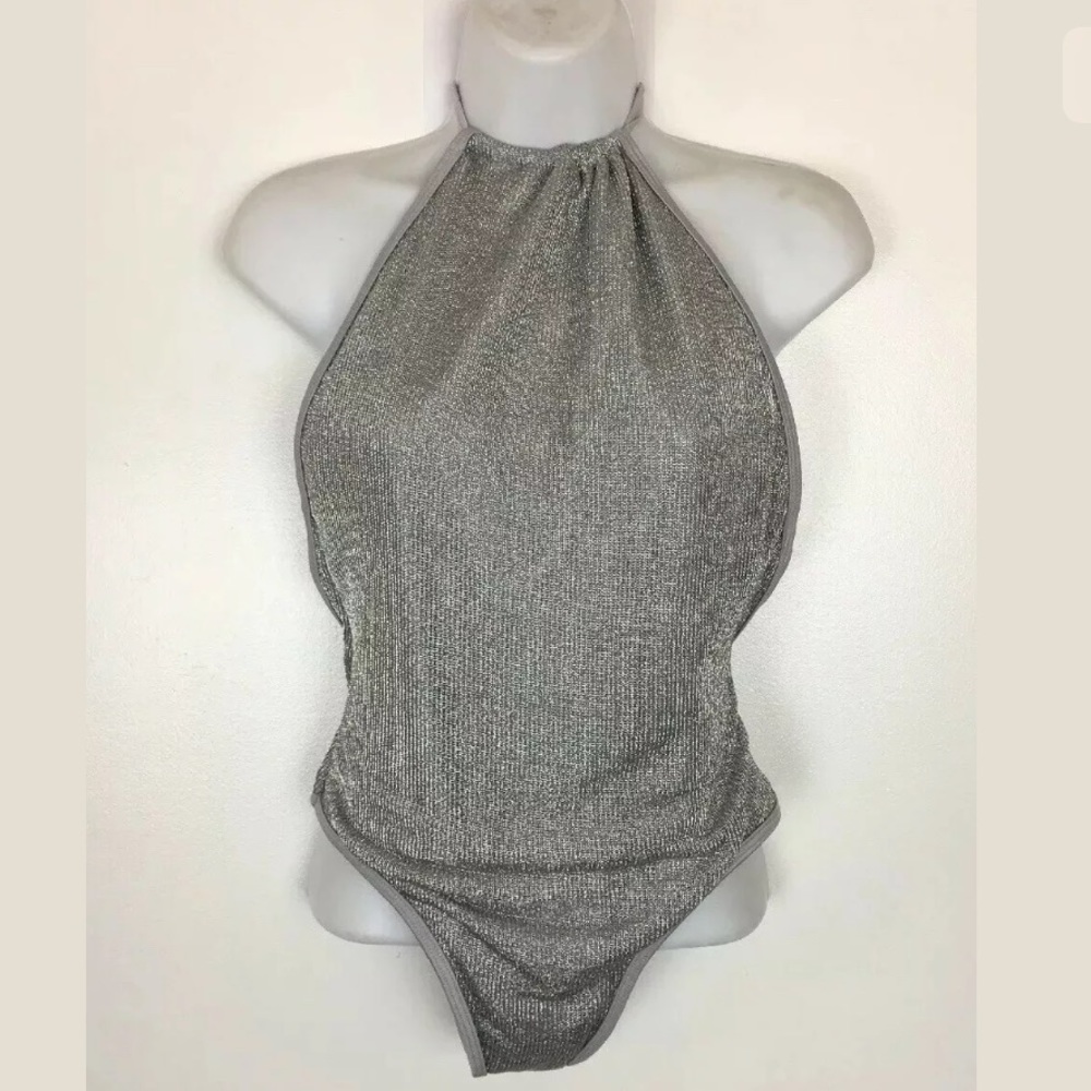 Sam Edelman Silver Metallic Bath Suit Sz XS nwot